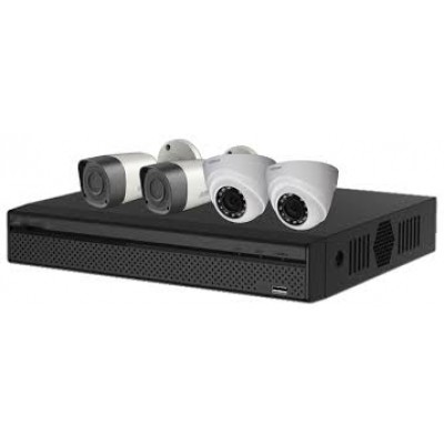 KIT/XVR4104HS-S2/2-HFW1000R-0280B-S3/2-HDW1000R-0280B-S3 - Kit HDCVI de XVR Pentahibrido de 4 canales y 4 cámaras: